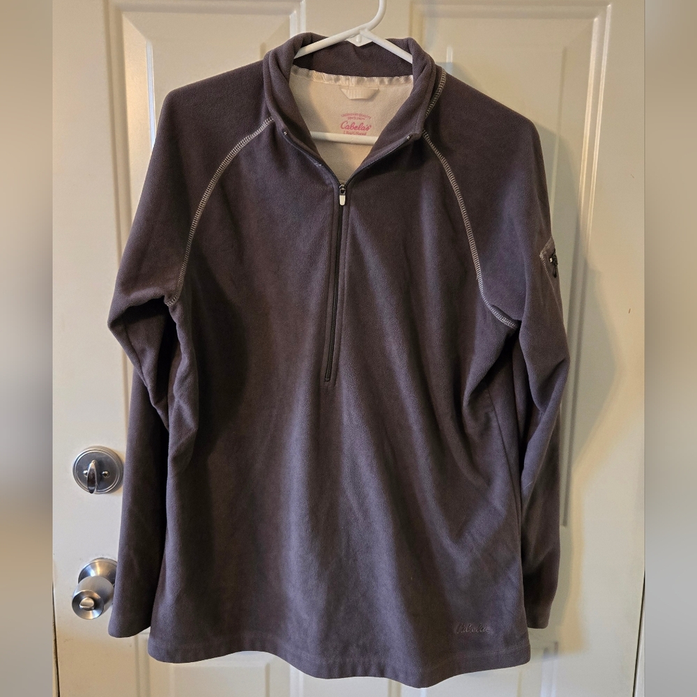 Cabela Gray Fleece Quarter-Zip Pullover